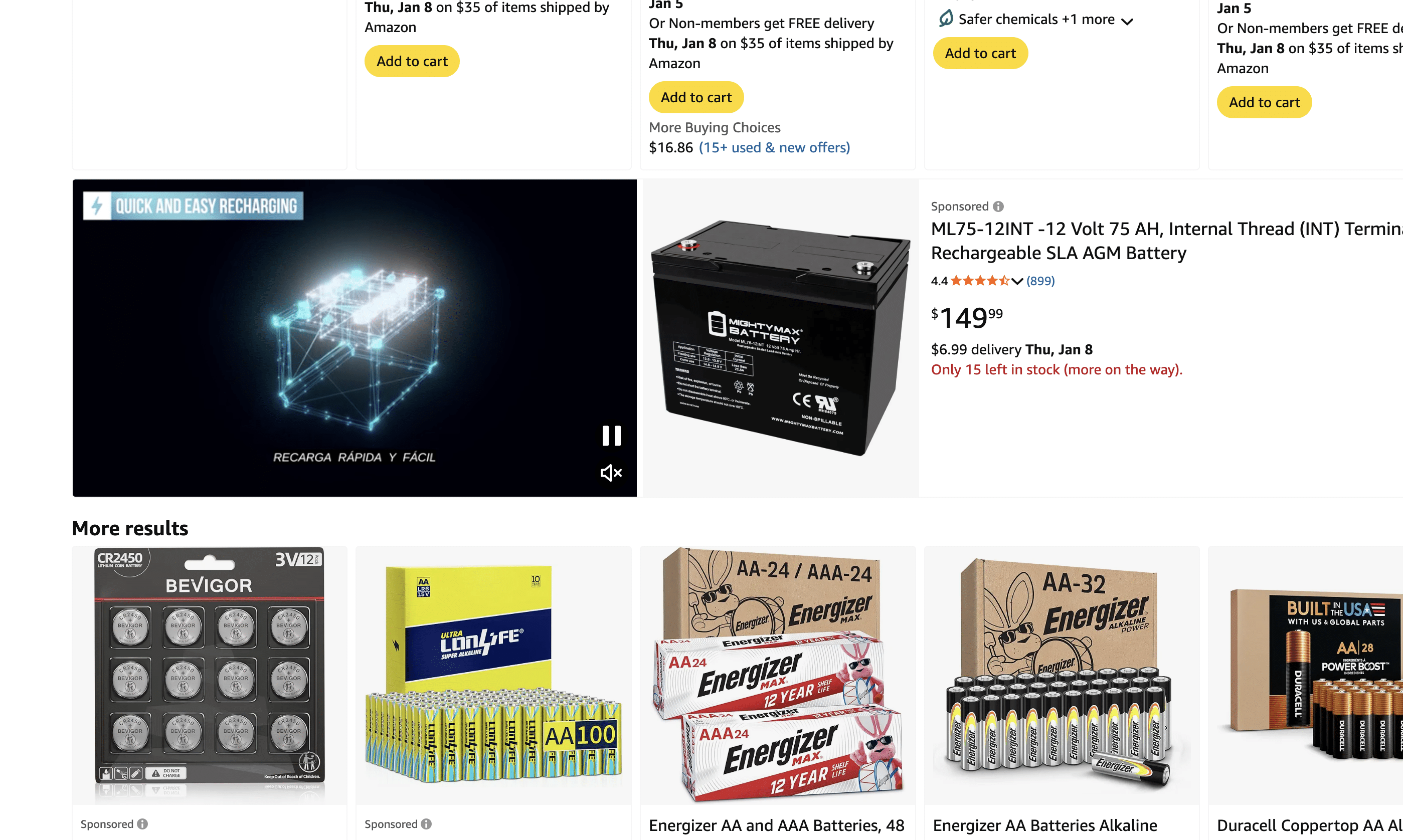 Sponsored brand video ad example on Amazon