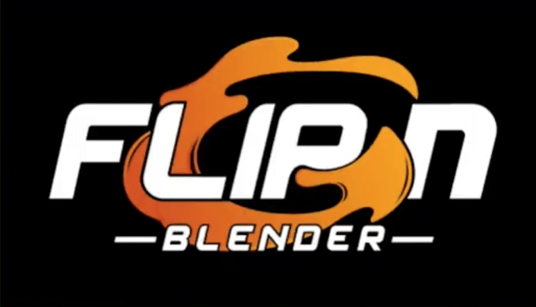 Flip N Blender logo showing decorative dashes around the brand name