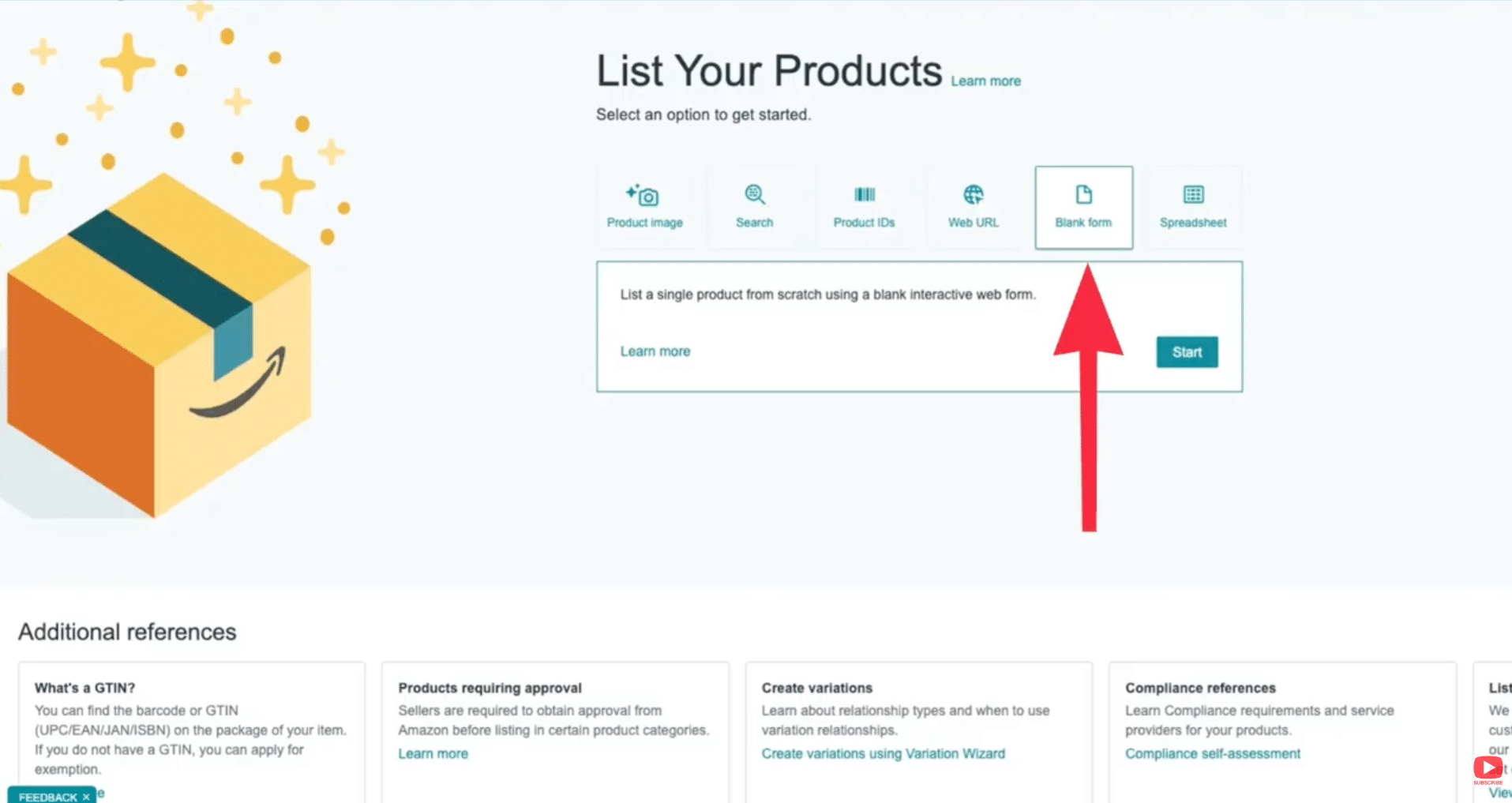 Blank form option when adding a product