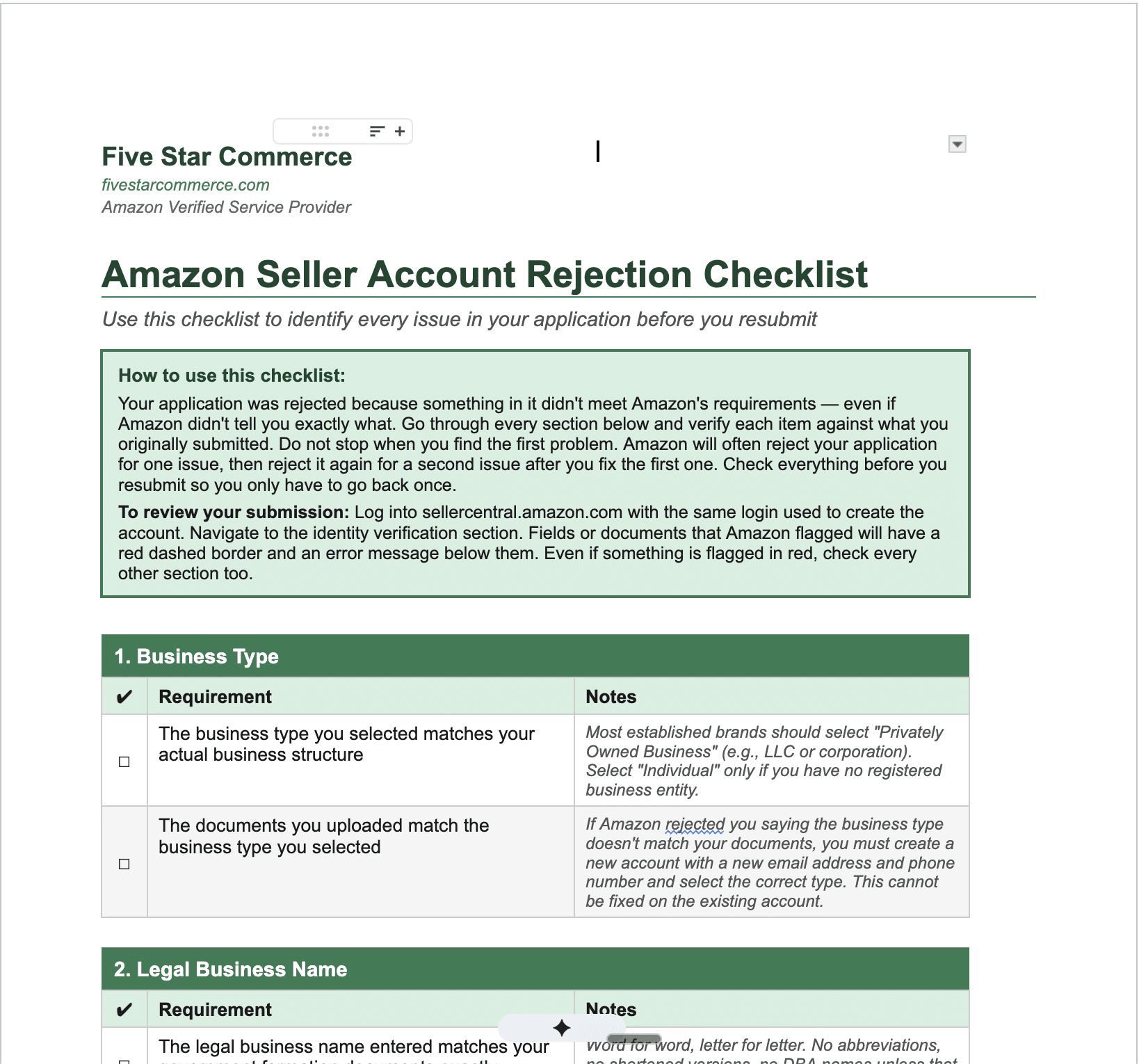 seller account approval checklist preview part 1