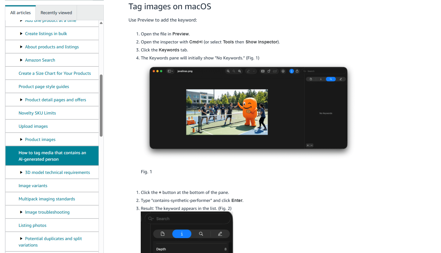 ai tag image 3 Amazon instructions for adding the contains-synthetic-performer keyword to an image using Preview on macOS