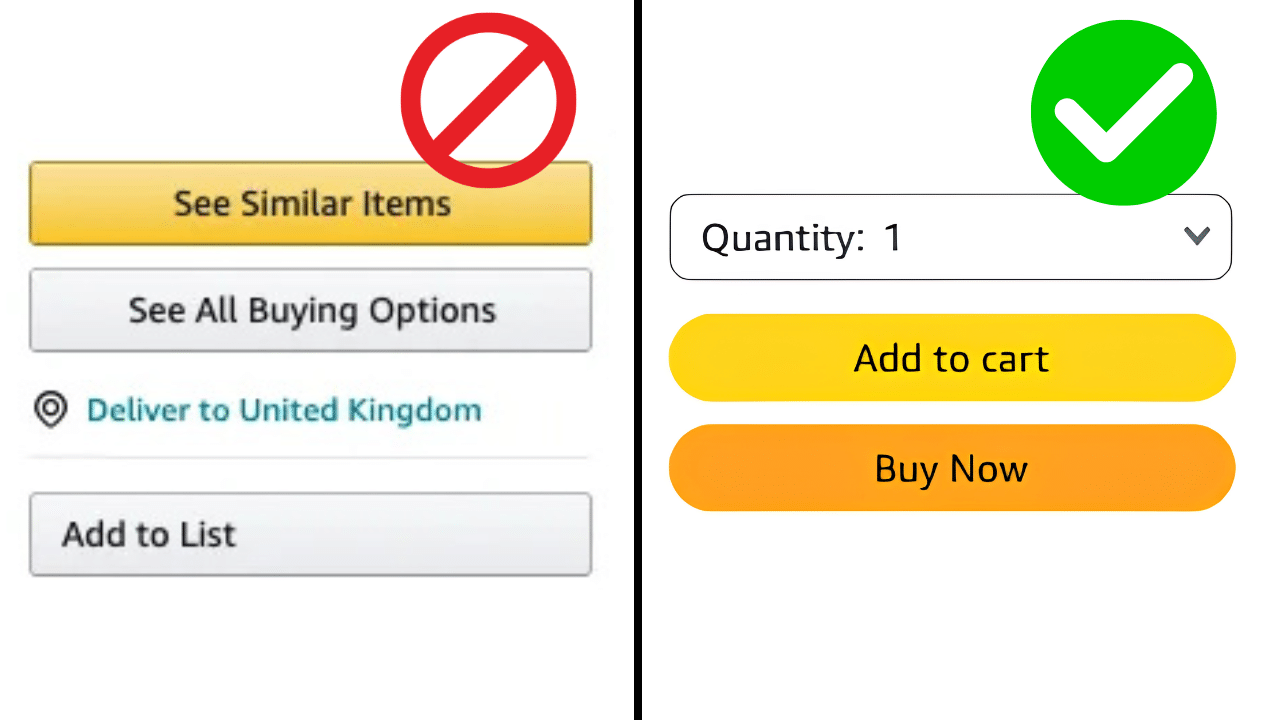 Amazon listing showing See All Buying Options instead of the normal Add to Cart button